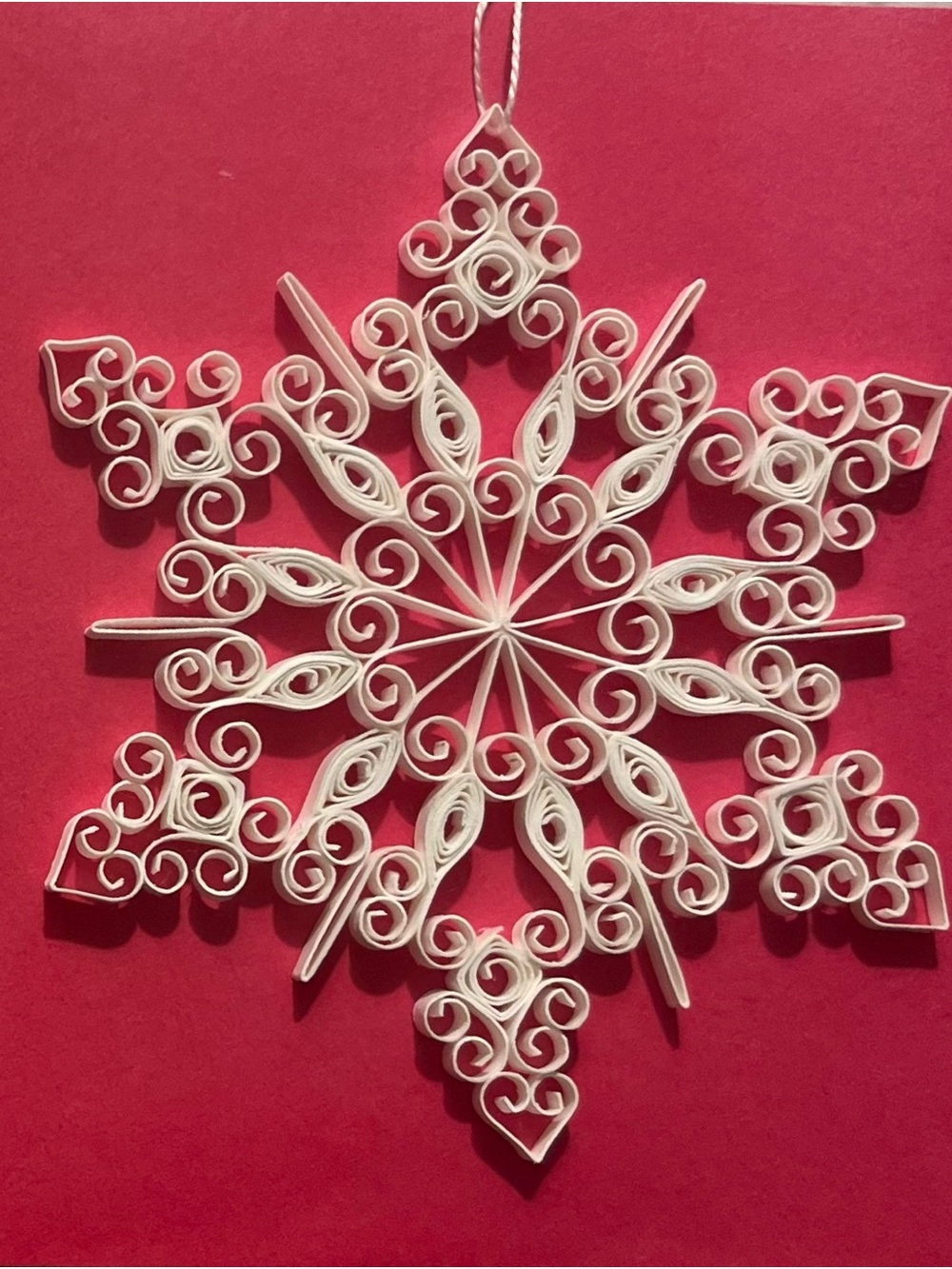 Handcrafted White Paper Quilling Snowflake Ornament - Home Holiday Decor